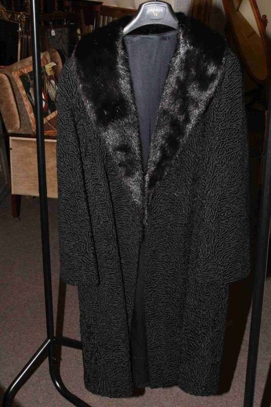 Full length ladies coat and mink collar
