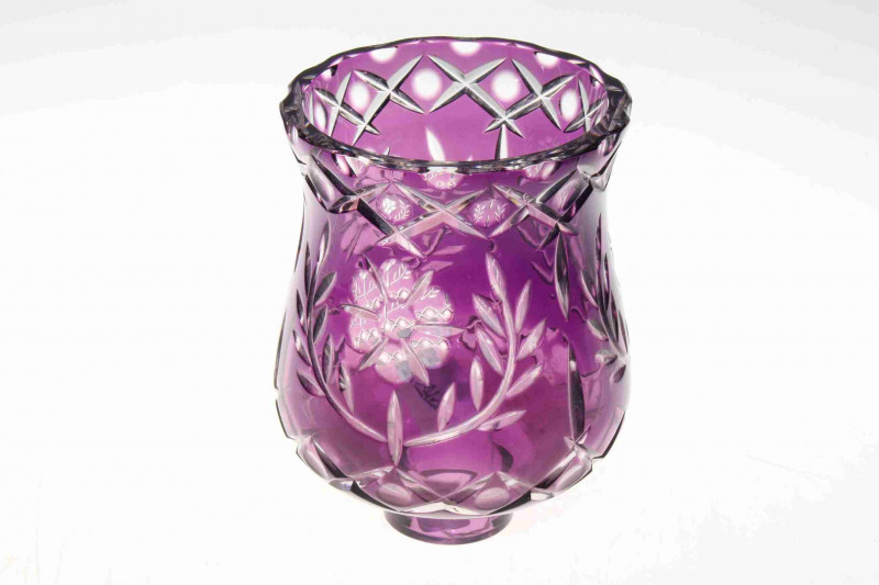 Amethyst and clear cut glass light shade