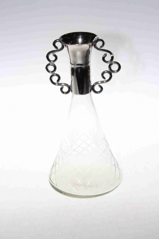 Silver plate mounted crystal vase