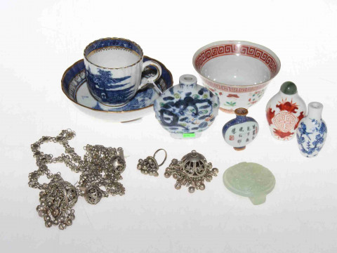 19th Century china tea bowl, two pieces of 19th Century blue and white...