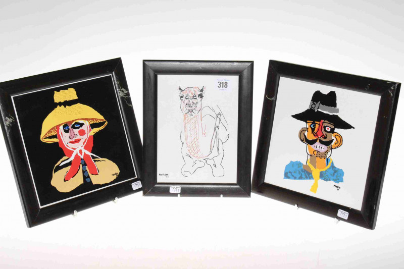 After Manrique, three prints on panels
