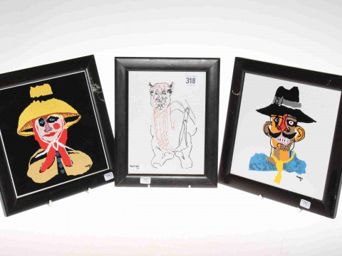 After Manrique, three prints on panels