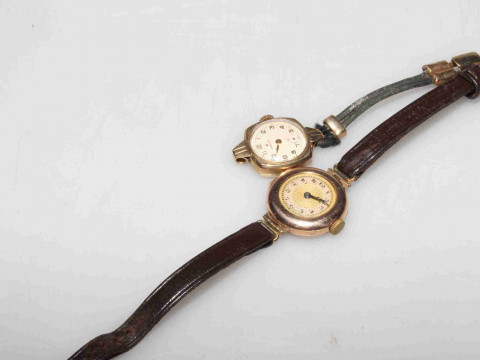 Vintage 9 carat gold cased wristwatch and a lady's vintage watch signed...