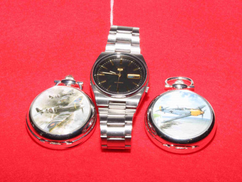 Seiko Automatic wristwatch and two pocket watches (3)
