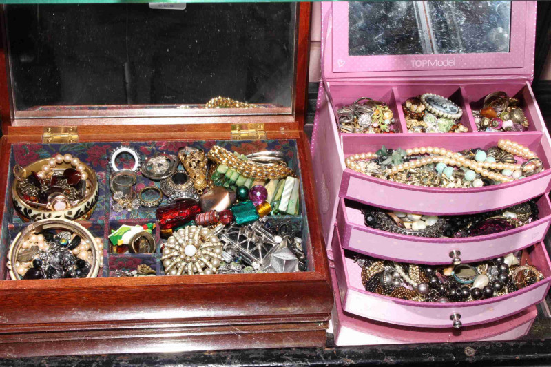 Two boxes of costume jewellery