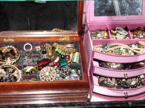 Two boxes of costume jewellery