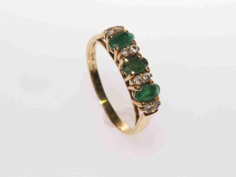 Emerald and diamond ring, stamped 750, size K