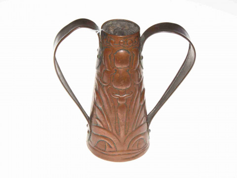 Arts and Crafts copper two handled vase