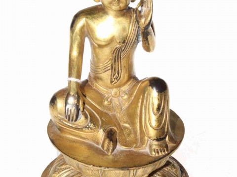 Gilt bronze seated Oriental figure