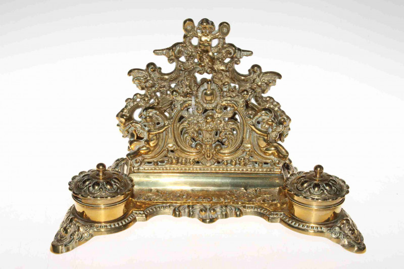 Ornate cast brass desk stand
