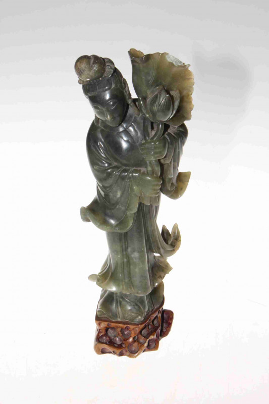 Chinese green jade figure, 29cm