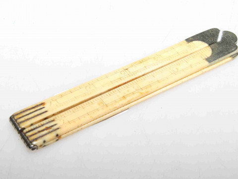Antique brass mounted ivory folding rule
