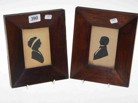 Pair 19th Century rosewood framed silhouettes