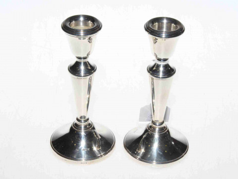Pair silver candlesticks, 14cm