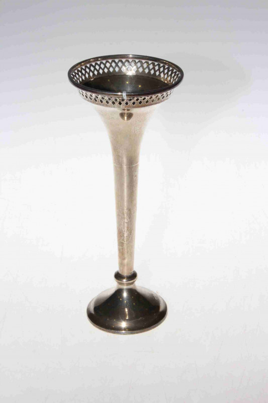 Loaded silver trumpet spill vase