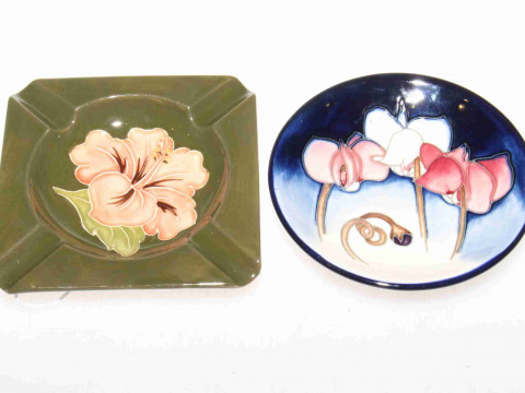 Two Moorcroft Pottery ashtrays