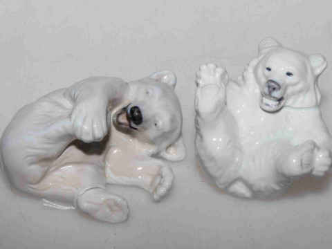 Two Royal Copenhagen polar bear cubs