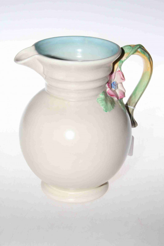 Clarice Cliff large jug with flower handle