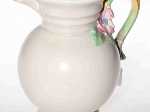Clarice Cliff large jug with flower handle