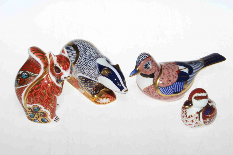 Four Royal Crown Derby paperweights with boxes