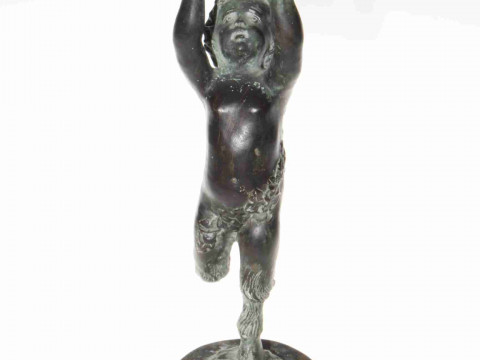 Bronze cherub with basket