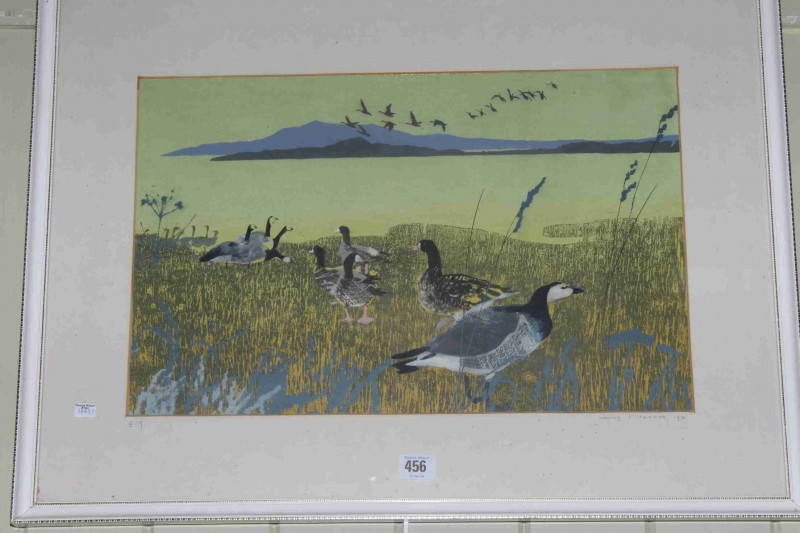Walter F. Parker, Winter Visitors Solway Firth, limited edition screen print