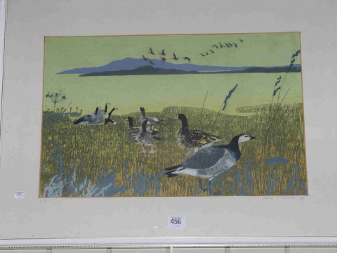 Walter F. Parker, Winter Visitors Solway Firth, limited edition screen...