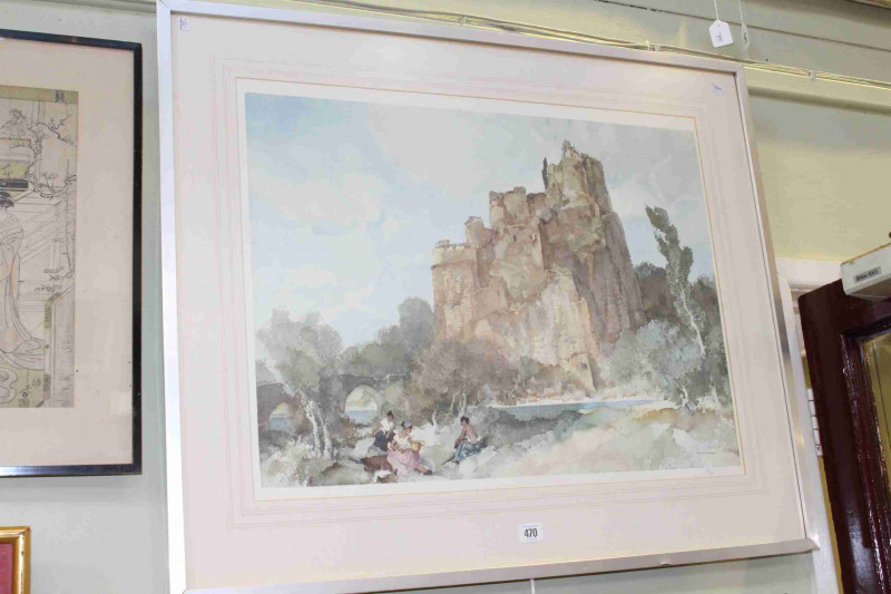 After Sir William Russell Flint, Picnic at La Roche, limited edition print, no. 163/850, Blindstamp, framed, image 49.5cm by 67.5cm