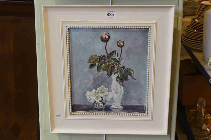George Jackson, Still Life Flowers in Vases, oil on board, signed and dated 1963, lower right, 27cm by 22.5cm