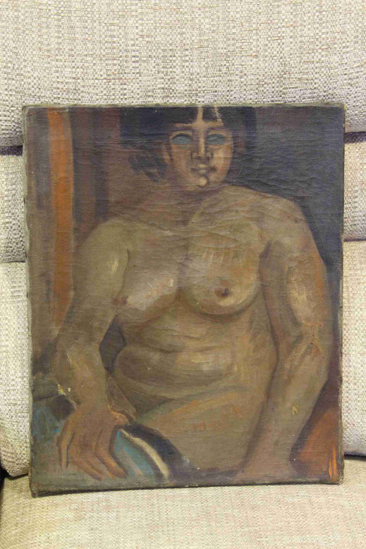 Early 20th Century Study of a Nude, oil on canvas, 46cm by 38cm, unframed