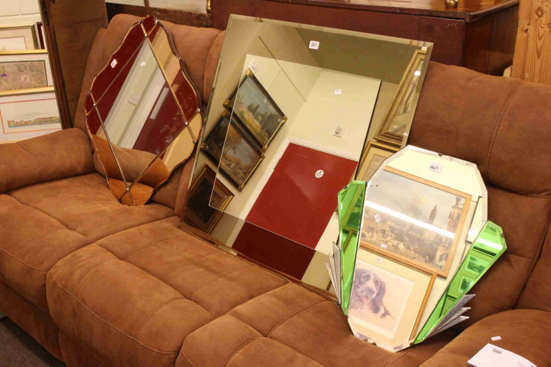 Three Deco style wall mirrors