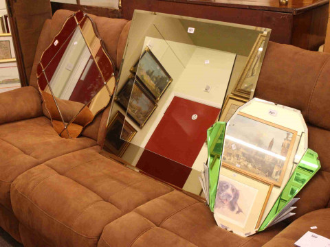 Three Deco style wall mirrors