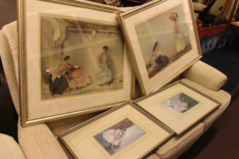 William Russell Flint, four framed prints