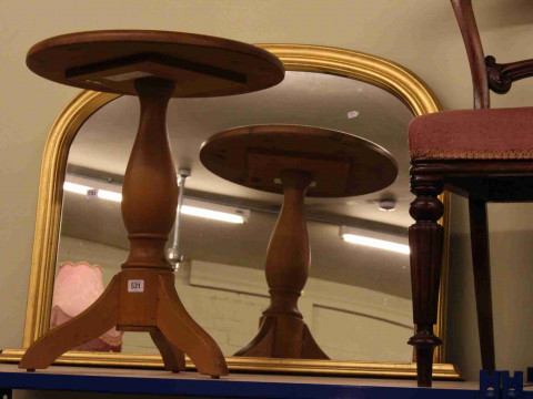 Victorian style gilt framed overmantel mirror, pine tripod occasional...