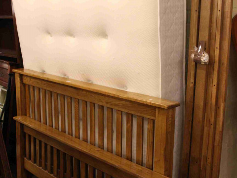 Oak 5ft rail bedstead and Balmoral mattress