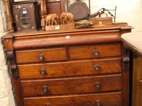Victorian mahogany seven drawer chest, mahogany two door wall cupboard,...