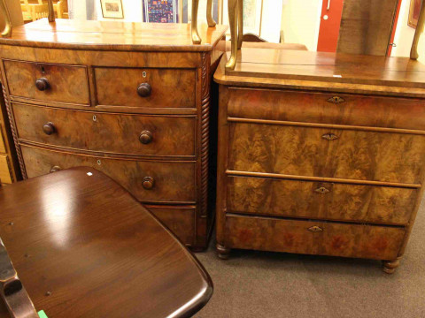 Victorian mahogany five drawer bow front chest and Victorian mahogany...