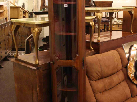 Pair rectangular onyx effect coffee table and tall slim glazed door corner cabinet (3) thumbnail