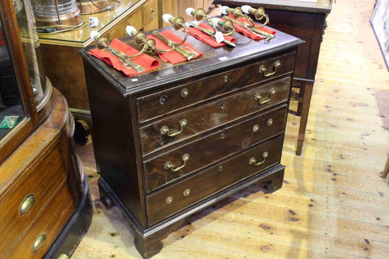 Georgian mahogany chest of four graduated drawers on bracket feet, 83cm by 84cm