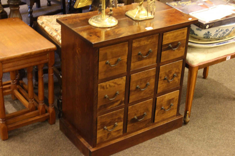 Hardwood chest of nine drawers