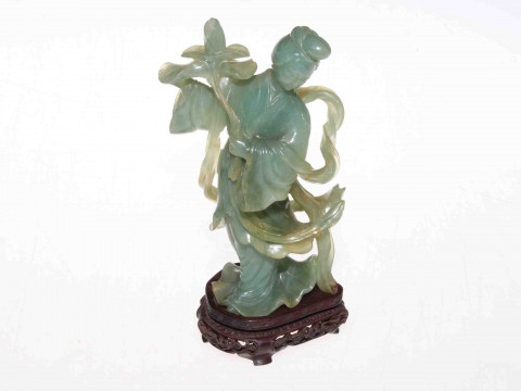 Jade figure, boxed with stand