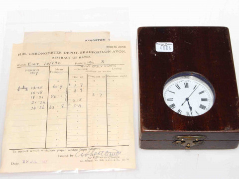 WWII marine chronometer and certificates