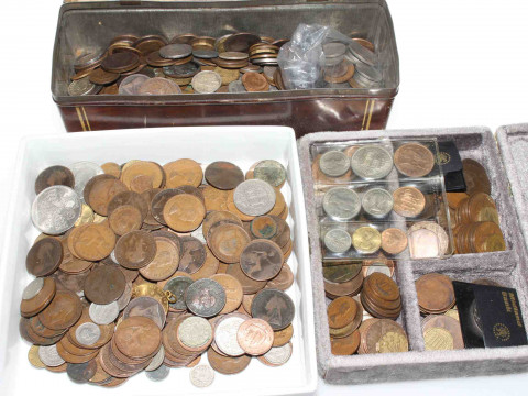 Three boxes of coins