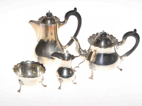 Silver four-piece tea service