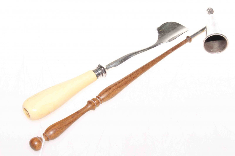 19th Century ivory handled stilton scoop and candle snuffer (2)