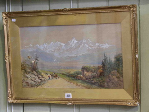 Sydney Lawrence, Lake Constance, Italy, watercolour, signed lower right,...