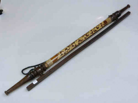 Inlaid Mahogany Wall Hanging Tapestry Holder