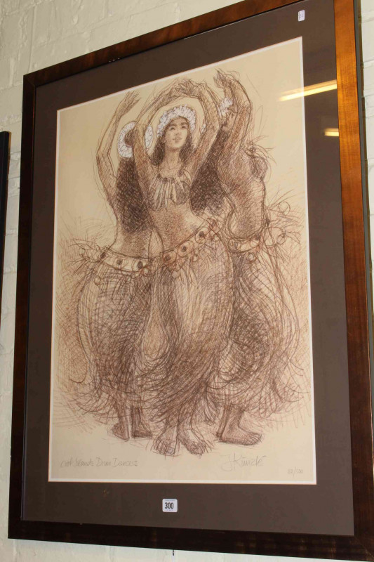 Judith Kunzle, Cook Islands Drum Dancers, no. 168/500, framed