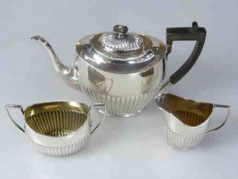 Three Piece Silver Tea Service Sheffield and Birmingham, 26 Troy ozs