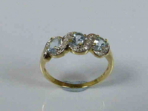 Aquamarine and Diamond Ring with a 9ct Yellow Gold Band, Size K 1/2